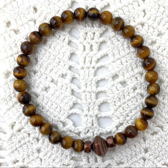 Tigers Eye Brass Stretch Bracelet - Picture 3 of 3